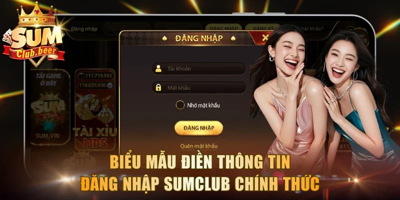 Biểu mẫu điền thông tin đăng nhập Sumclub chính thức