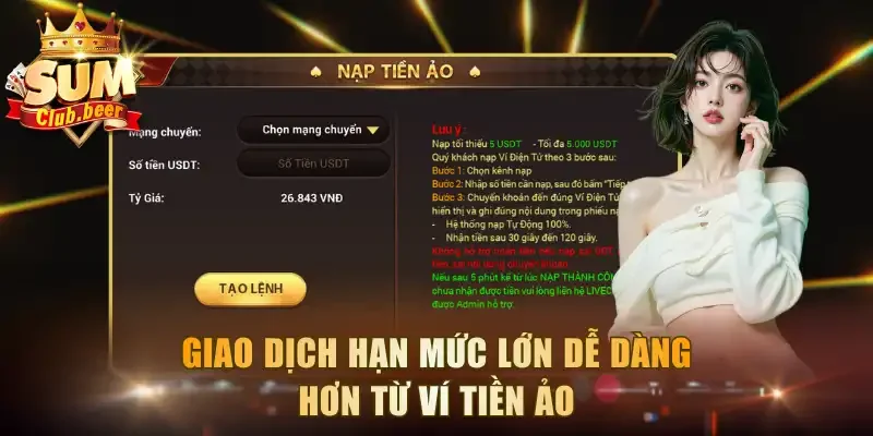 Giao dịch hạn mức lớn dễ dàng hơn từ ví tiền ảo