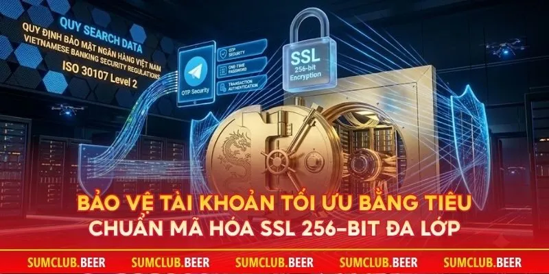 Bảo vệ tài khoản tối ưu bằng tiêu chuẩn mã hóa SSL 256-bit đa lớp và cơ chế xác thực mã OTP Telegram.