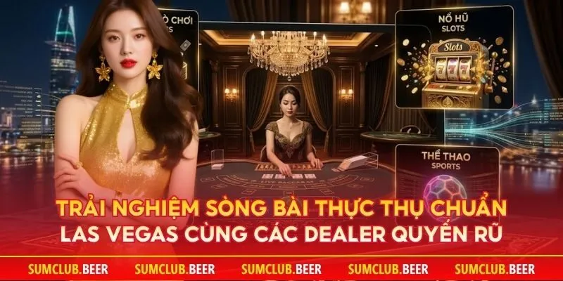 Trải nghiệm sòng bài thực thụ chuẩn Las Vegas cùng các Dealer quyến rũ qua luồng phát trực tiếp sắc nét.